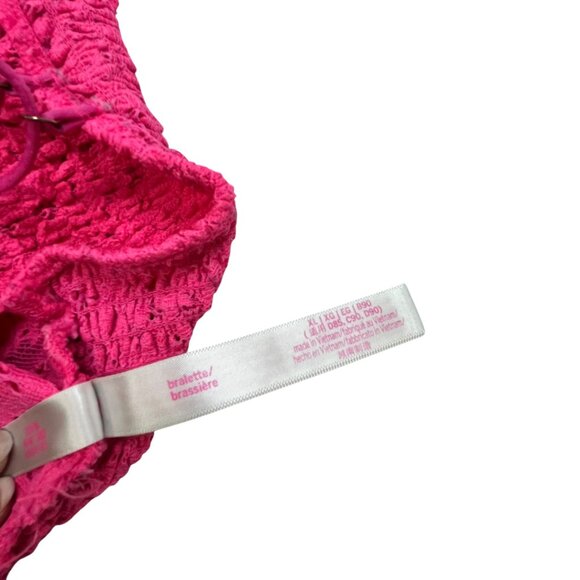 VICTORIA'S SECRET Bralette Size XL Hot Pink Lace Strappy Stretchy Smock Back - Picture 9 of 11